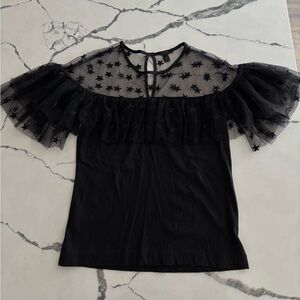 J. Crew Black Star Mesh Women's Top— XS